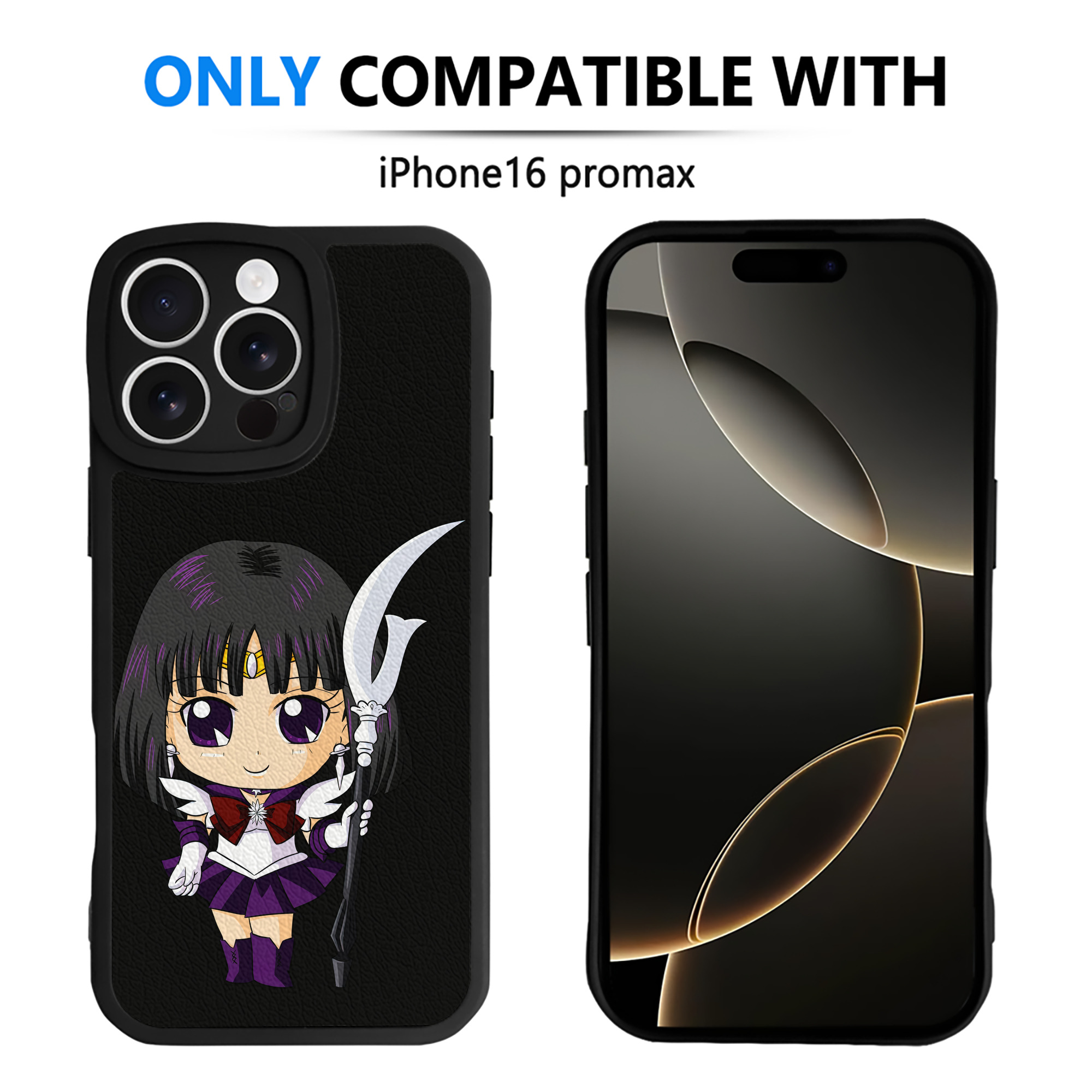 （画像用） 美少女戦士セーラームーン 土萠ほたる Sailor Moon Tomoe Hotaru （セーラーサターン；Sailor Saturn） 【iPhone 16シリーズ対応】シリコンスマホケース（レザー調） 材質：シリコン